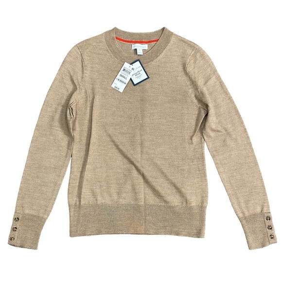 Womens Charter Club Small 4 - 6 Sweater Crewneck Tan Long Sleeve Merino Wool NWT - Picture 3 of 8